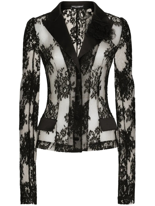 Sheer Chantilly-Lace Blazer