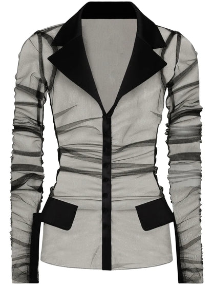 Semi-Sheer Tulle Blazer