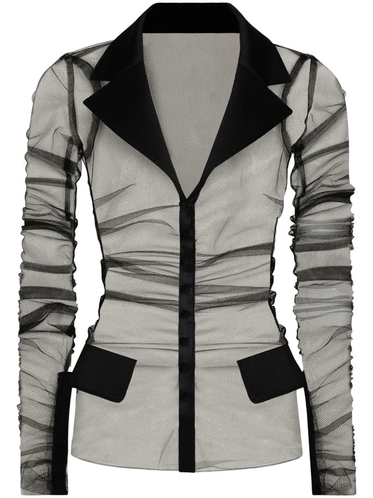 Semi-Sheer Tulle Blazer