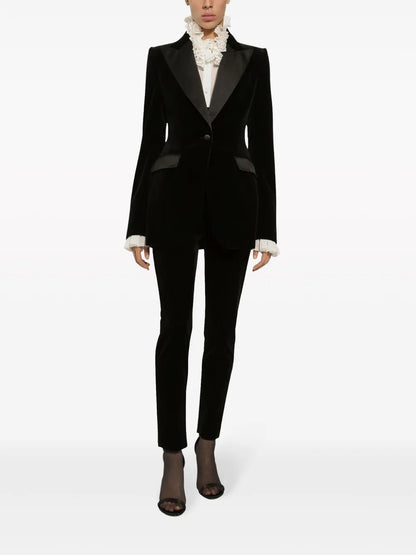 Single-Breasted Velvet Blazer
