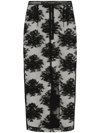Tulle Sheer Midi Skirt