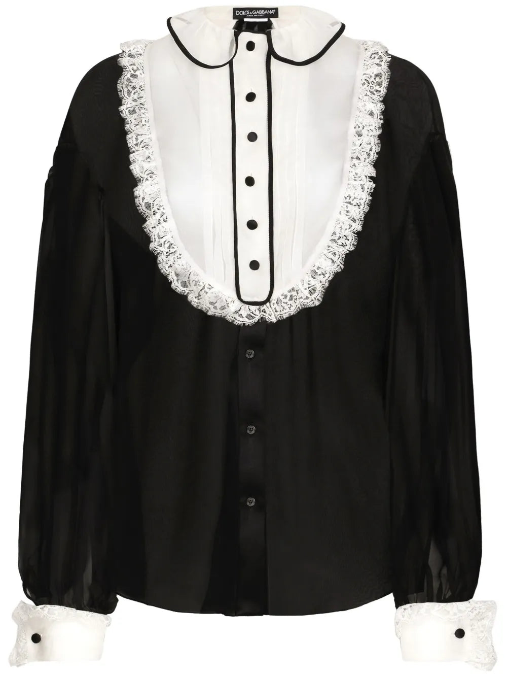 Bib-Collar Silk-Blend Shirt