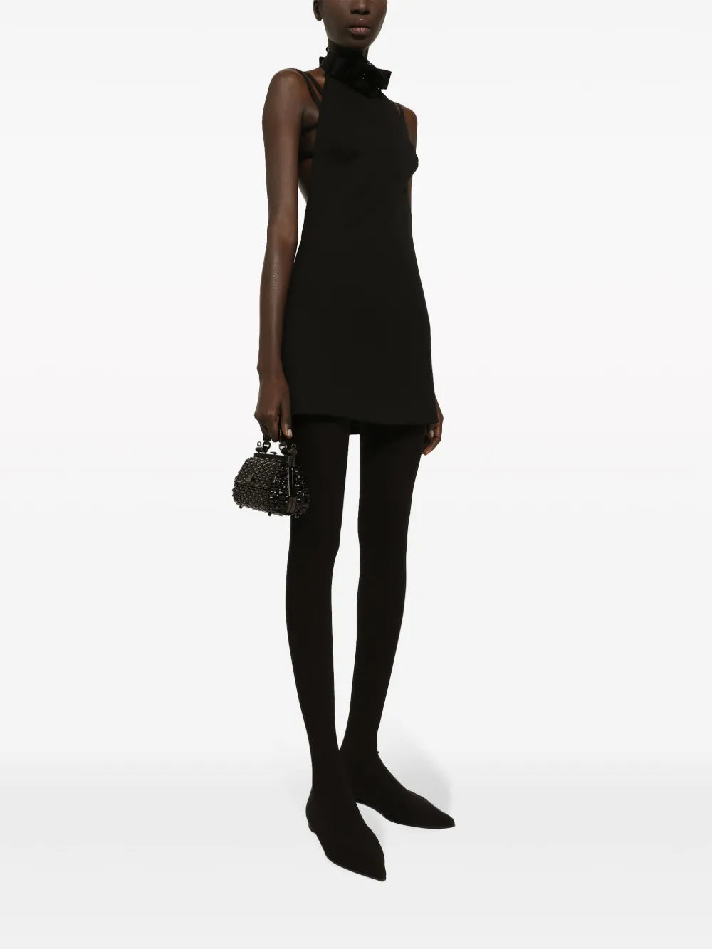 Floral-Appliqués Sleeveless Minidress