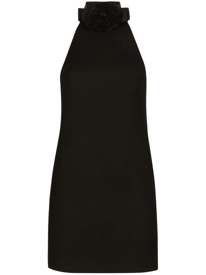 Floral-Appliqués Sleeveless Minidress