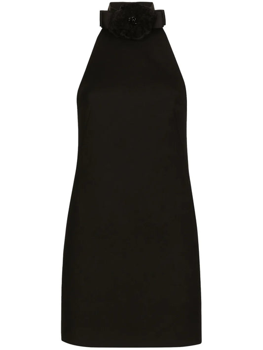 Floral-Appliqués Sleeveless Minidress