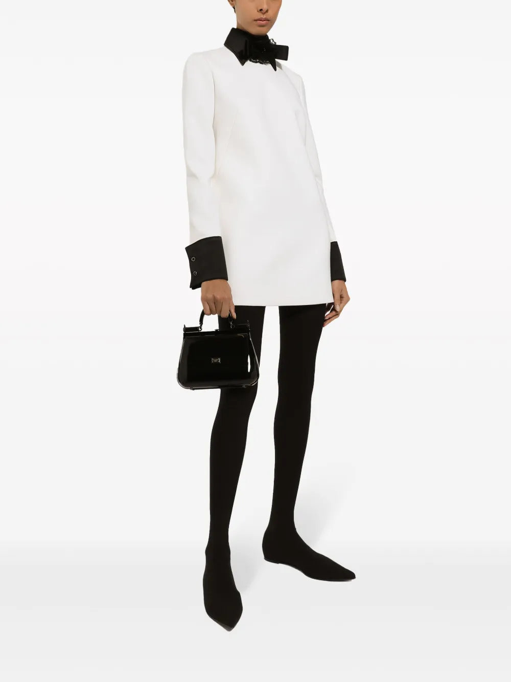 Bow-Applique Virgin Wool-Blend Minidress