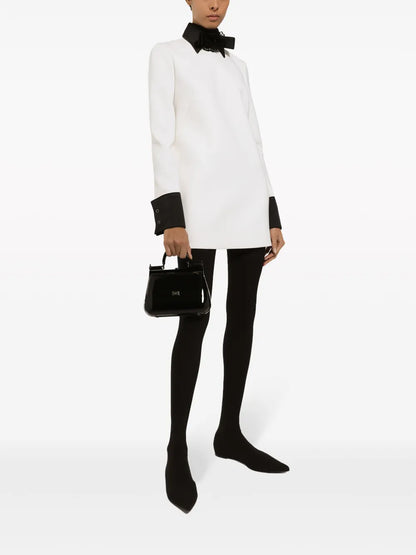 Bow-Applique Virgin Wool-Blend Minidress