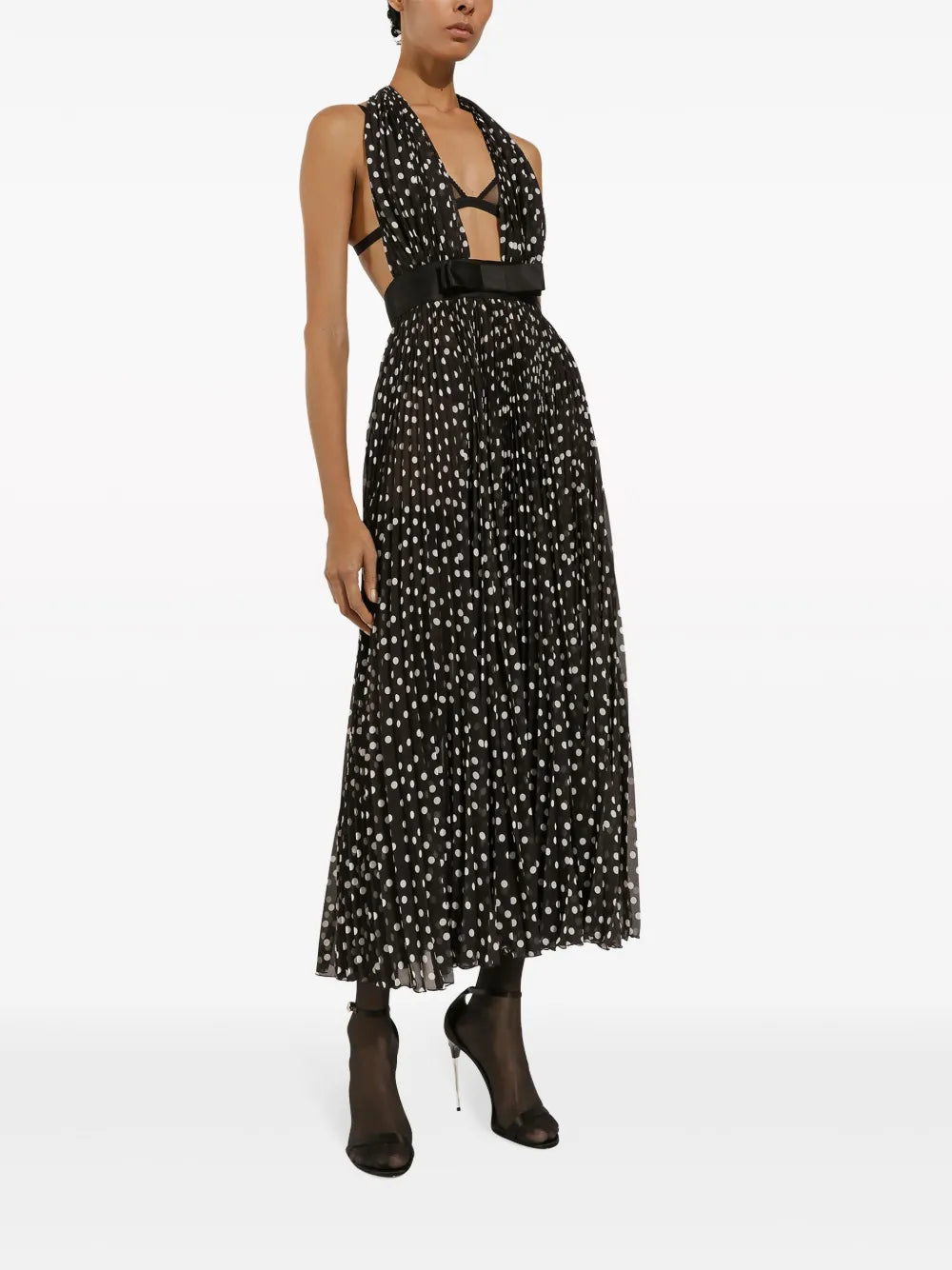 Polka Dot-Print Halterneck Dress