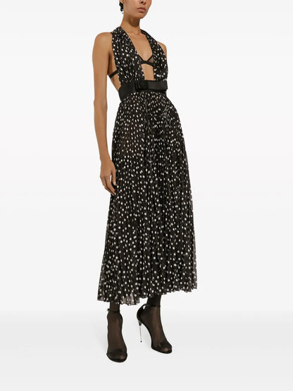 Polka Dot-Print Halterneck Dress