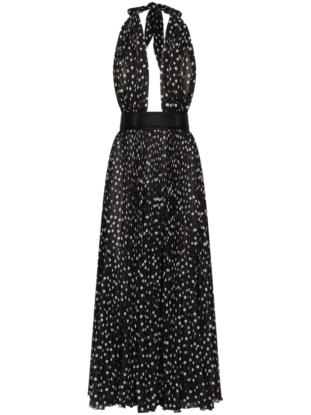 Polka Dot-Print Halterneck Dress