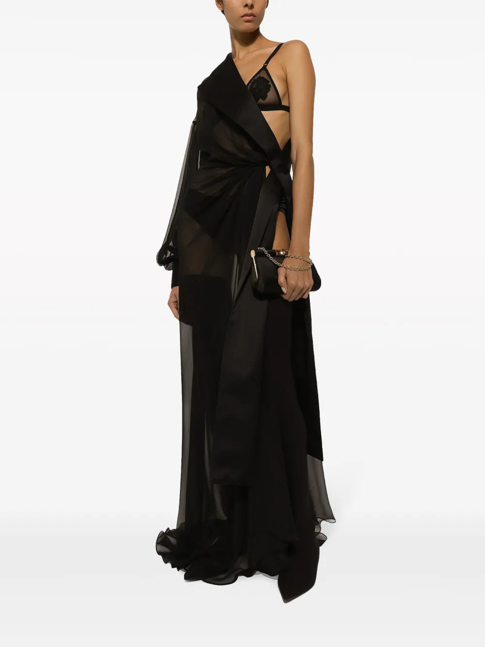 One-Shoulder Silk-Blend Dress