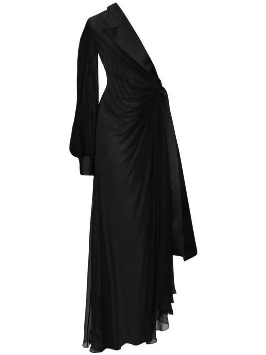 One-Shoulder Silk-Blend Dress