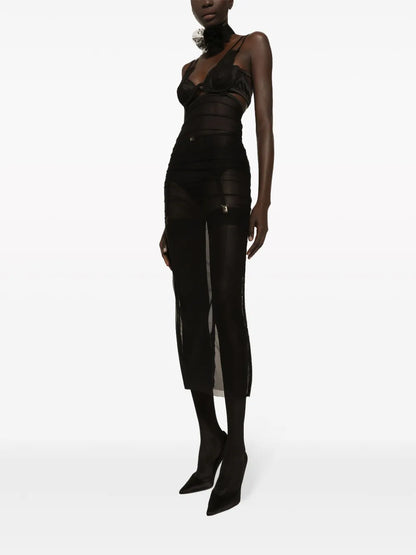 Bustier-Style Sheer Midi Dress