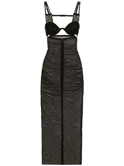 Bustier-Style Sheer Midi Dress