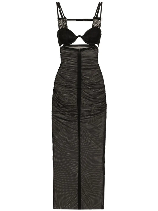 Bustier-Style Sheer Midi Dress