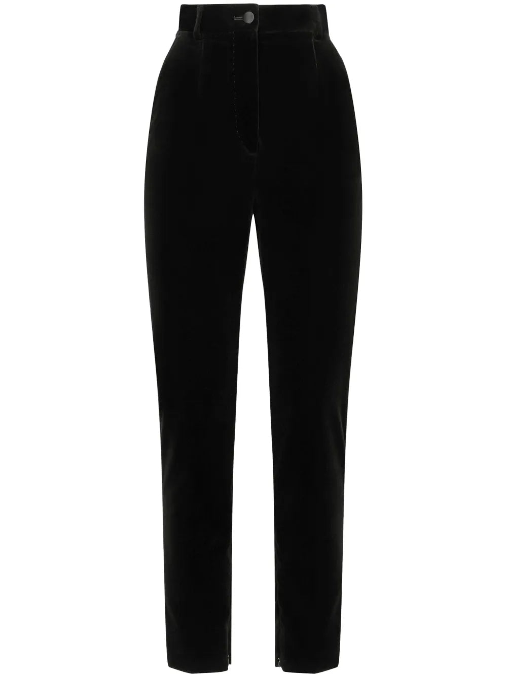 High-Waisted Velvet Trousers
