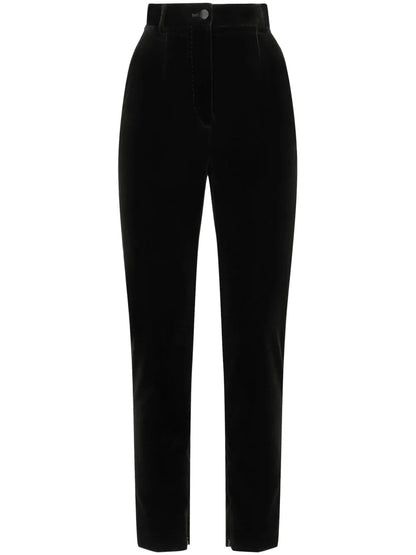 High-Waisted Velvet Trousers