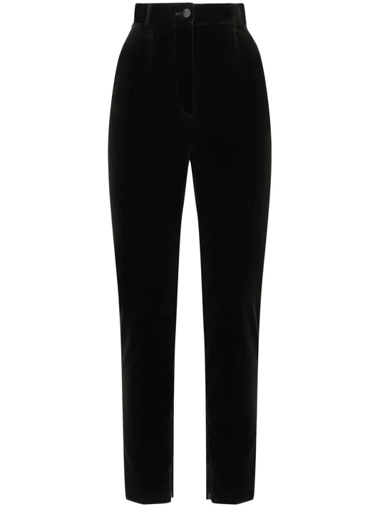 High-Waisted Velvet Trousers