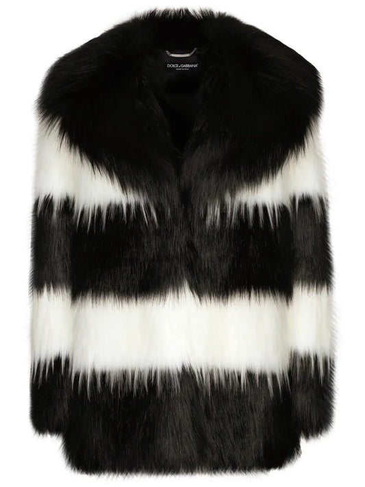 Striped Faux-Fur Coat