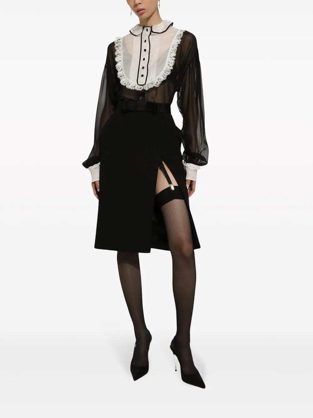 Bow-Detail Virgin Wool-Blend Skirt