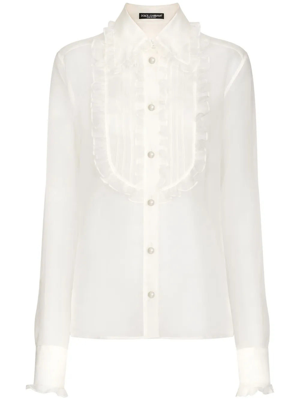 Ruffled Sheer Cotton Blouse