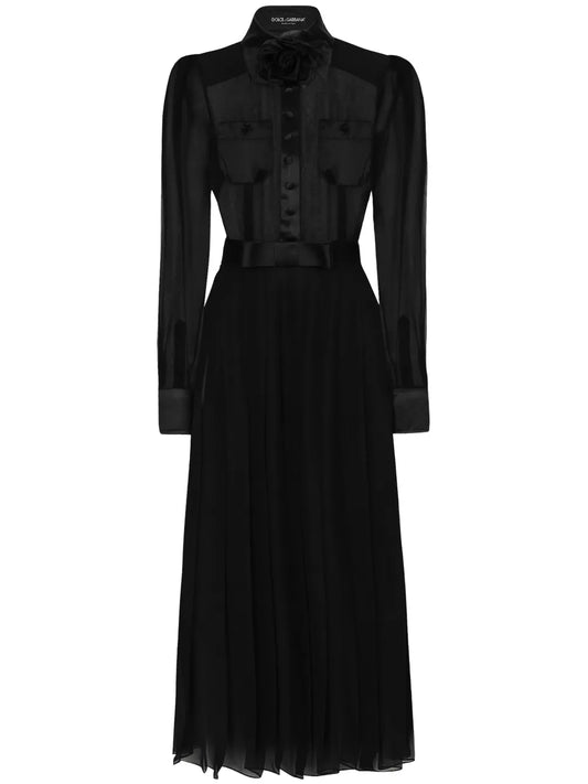 Floral-Appliqué Silk-Blend Dress