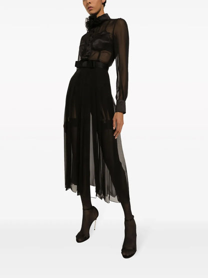 Floral-Appliqué Silk-Blend Dress