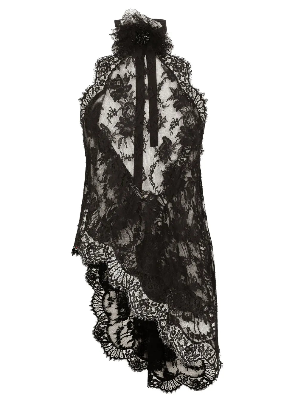 Floral-Lace Asymmetric Blouse