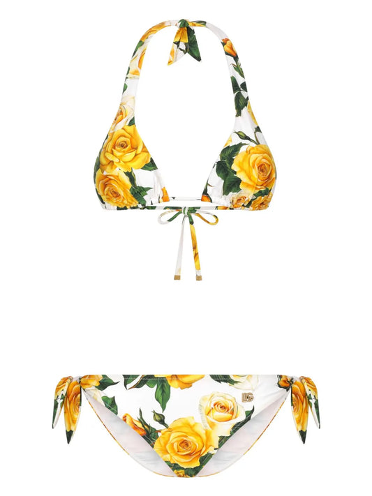 Yellow Rose Triangle Bikini Set