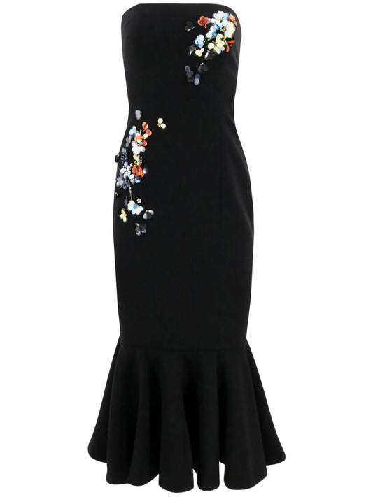 Juniper Floral-Appliqué Midi Dress