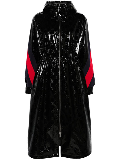 Double G-Motif Lacquered Long Coat