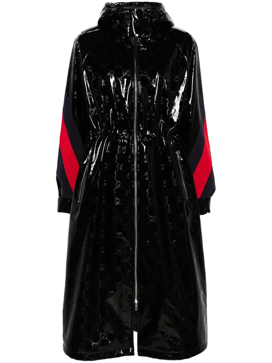 Double G-Motif Lacquered Long Coat