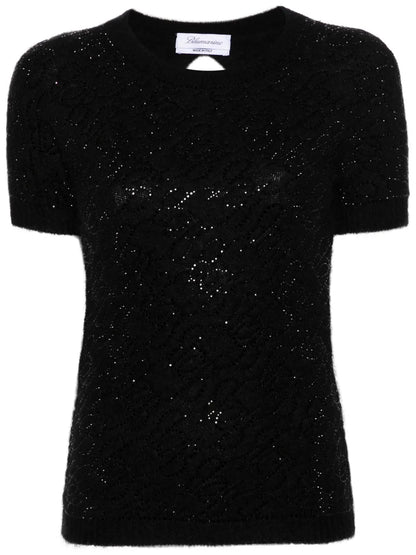 Crystal-Embellished Knitted Top
