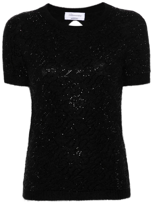 Crystal-Embellished Knitted Top