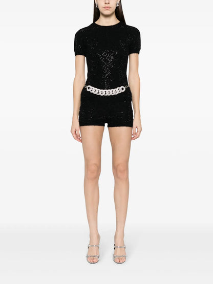 Crystal-Embellished Knitted Top