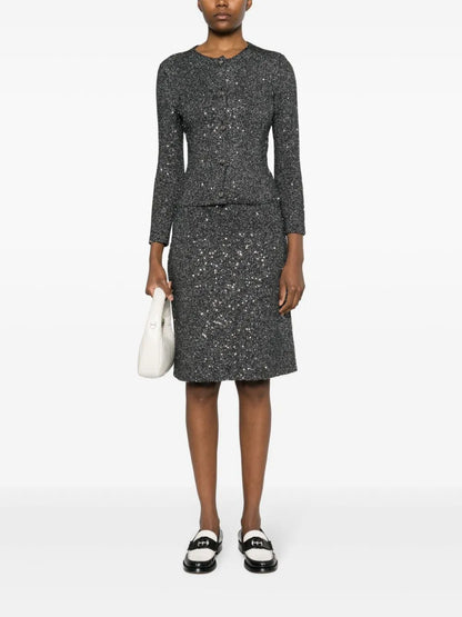 Sequin Round-Neck Cardigan