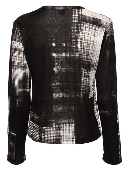 Abstract-Print Fine-Knit Jumper