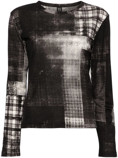 Abstract-Print Fine-Knit Jumper