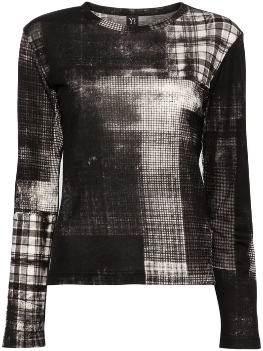 Abstract-Print Fine-Knit Jumper