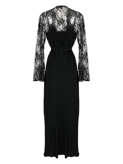Anisa Floral-Lace Satin Maxi Dress