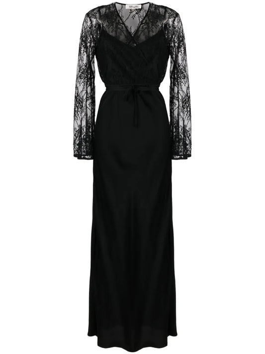 Anisa Floral-Lace Satin Maxi Dress
