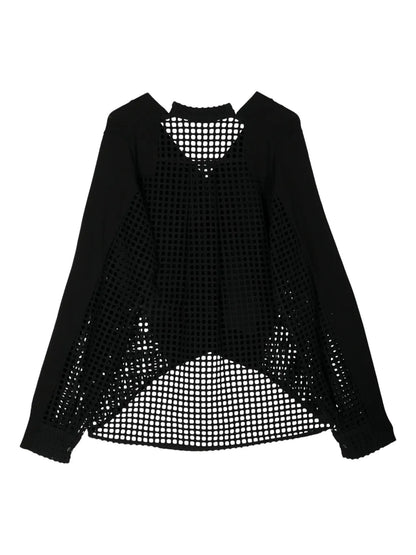 V-Neck Open-Knit Cardigan