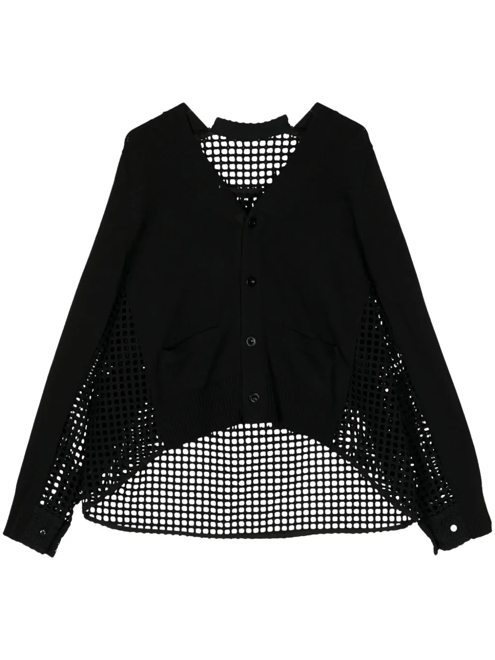 V-Neck Open-Knit Cardigan