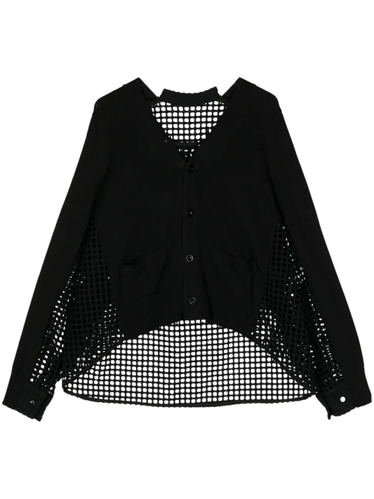 V-Neck Open-Knit Cardigan