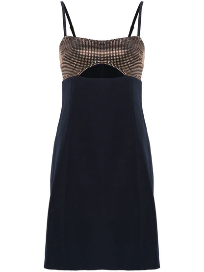 Rhinestoned Cut-Out Mini Dress