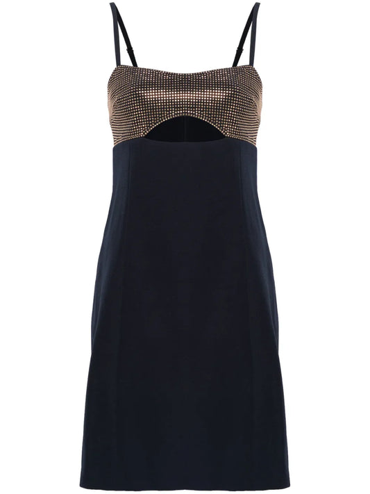 Rhinestoned Cut-Out Mini Dress