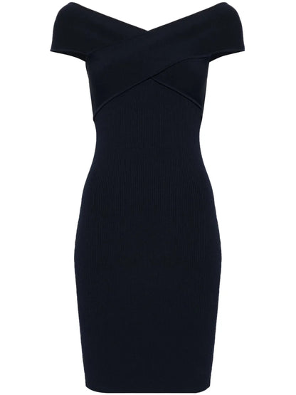 Crossover-Straps Ribbed Minidress