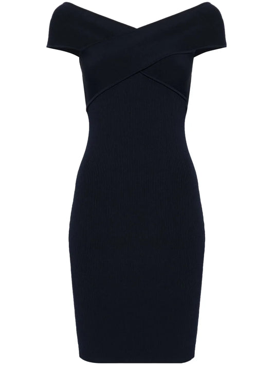 Crossover-Straps Ribbed Minidress
