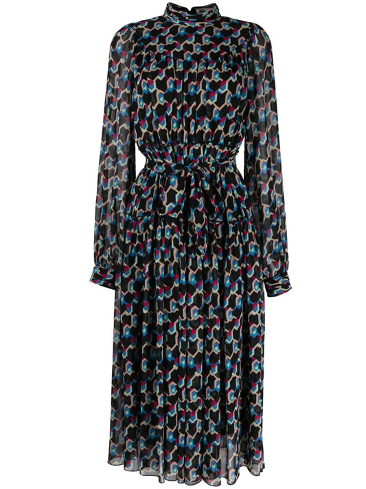 Kent Geometric-Print Midi Dress