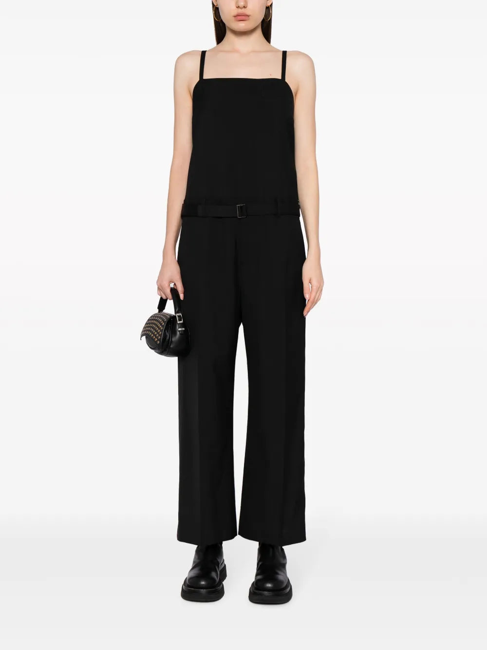 Belted Wool-Blend Jumpsuit